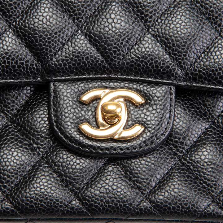 CHANEL Caviar Quilted Medium Double Flap Bag - Black