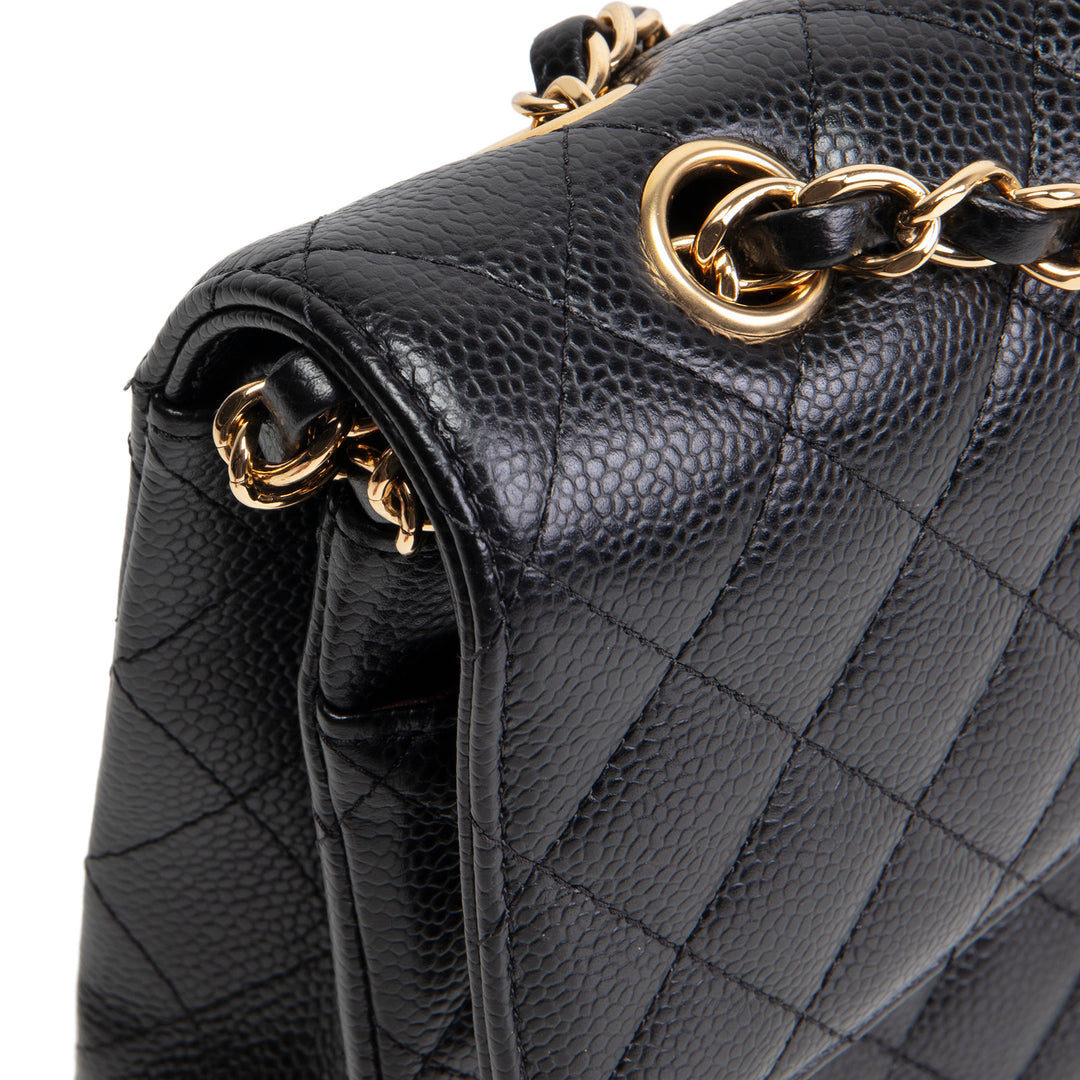 CHANEL Caviar Quilted Medium Double Flap Bag - Black
