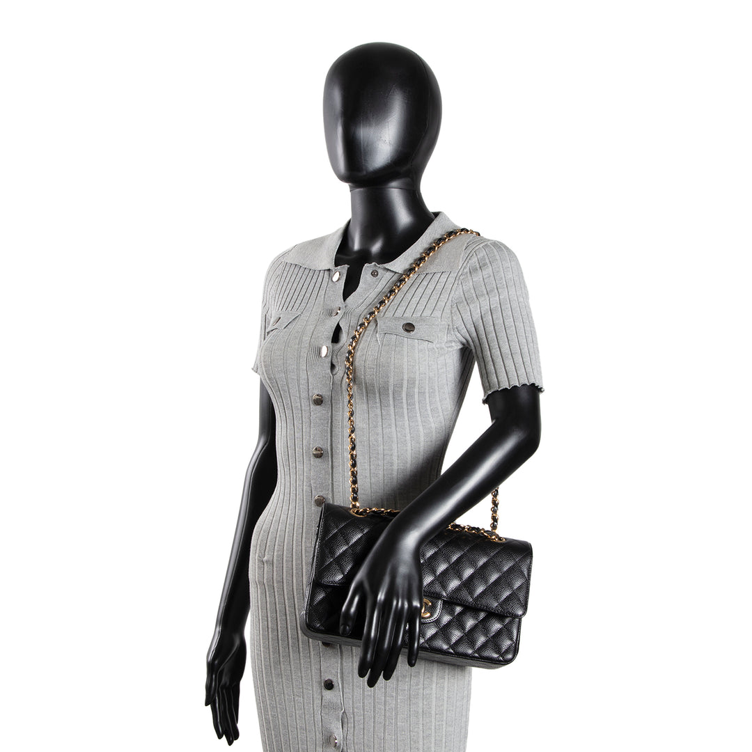 CHANEL Caviar Quilted Medium Double Flap Bag - Black