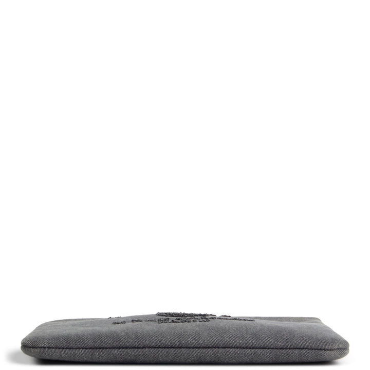 CHANEL Denim Sequin Deauville O-Case - Gray