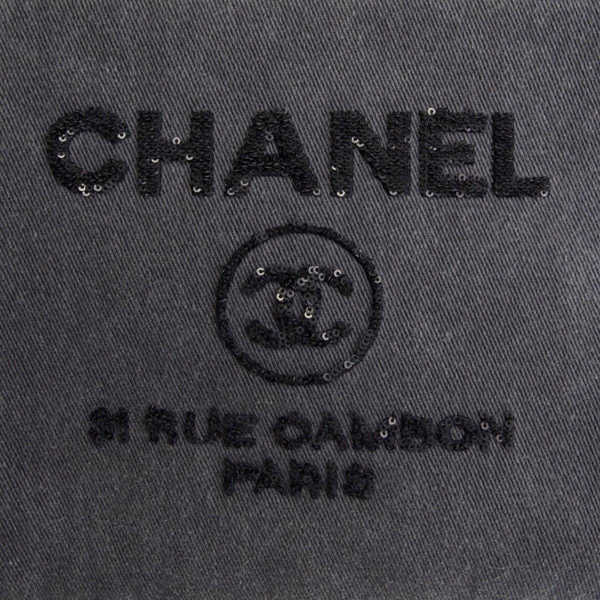 CHANEL Denim Sequin Deauville O-Case - Gray