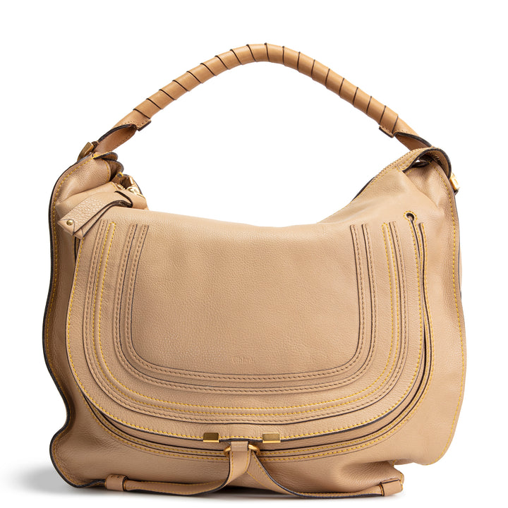 CHLOE Large Leather Marcie Shoulder Bag - Nude