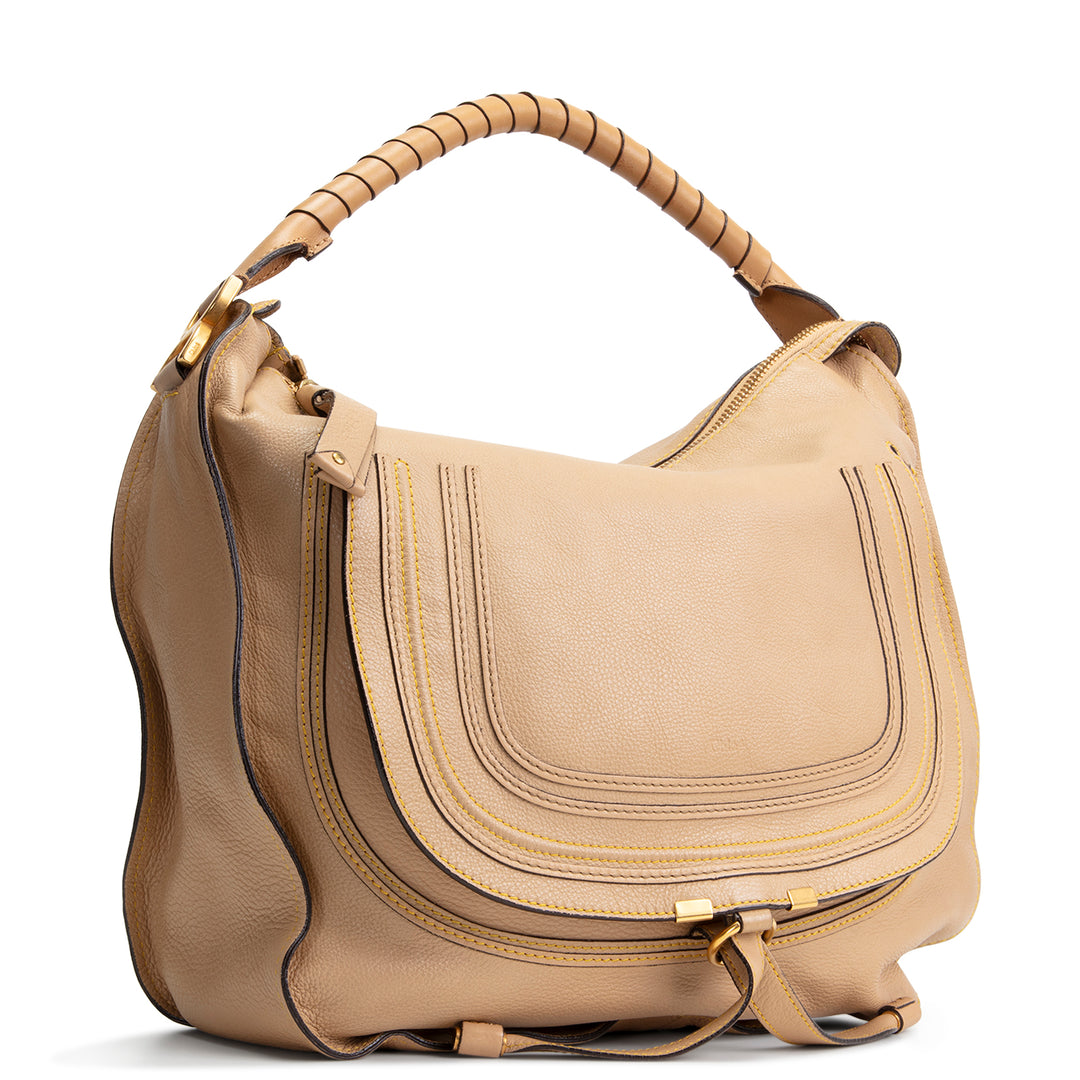 CHLOE Large Leather Marcie Shoulder Bag - Nude