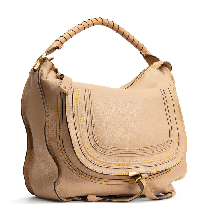 CHLOE Large Leather Marcie Shoulder Bag - Nude