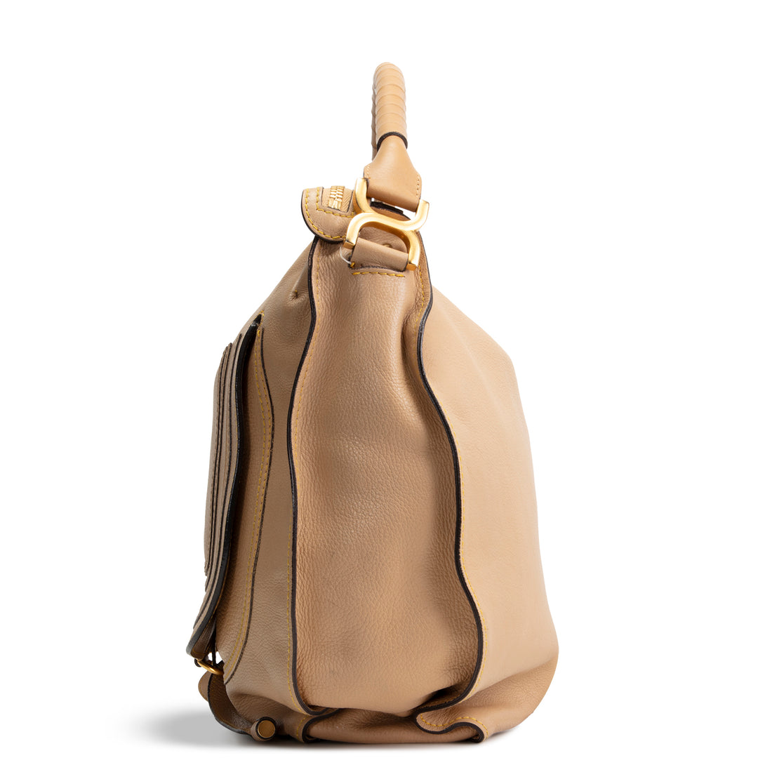 CHLOE Large Leather Marcie Shoulder Bag - Nude