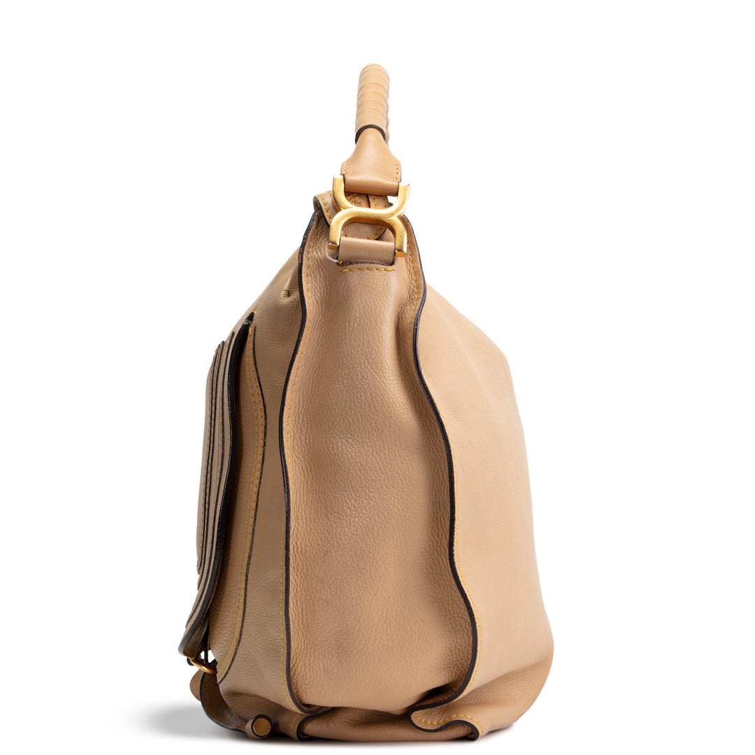 CHLOE Large Leather Marcie Shoulder Bag - Nude