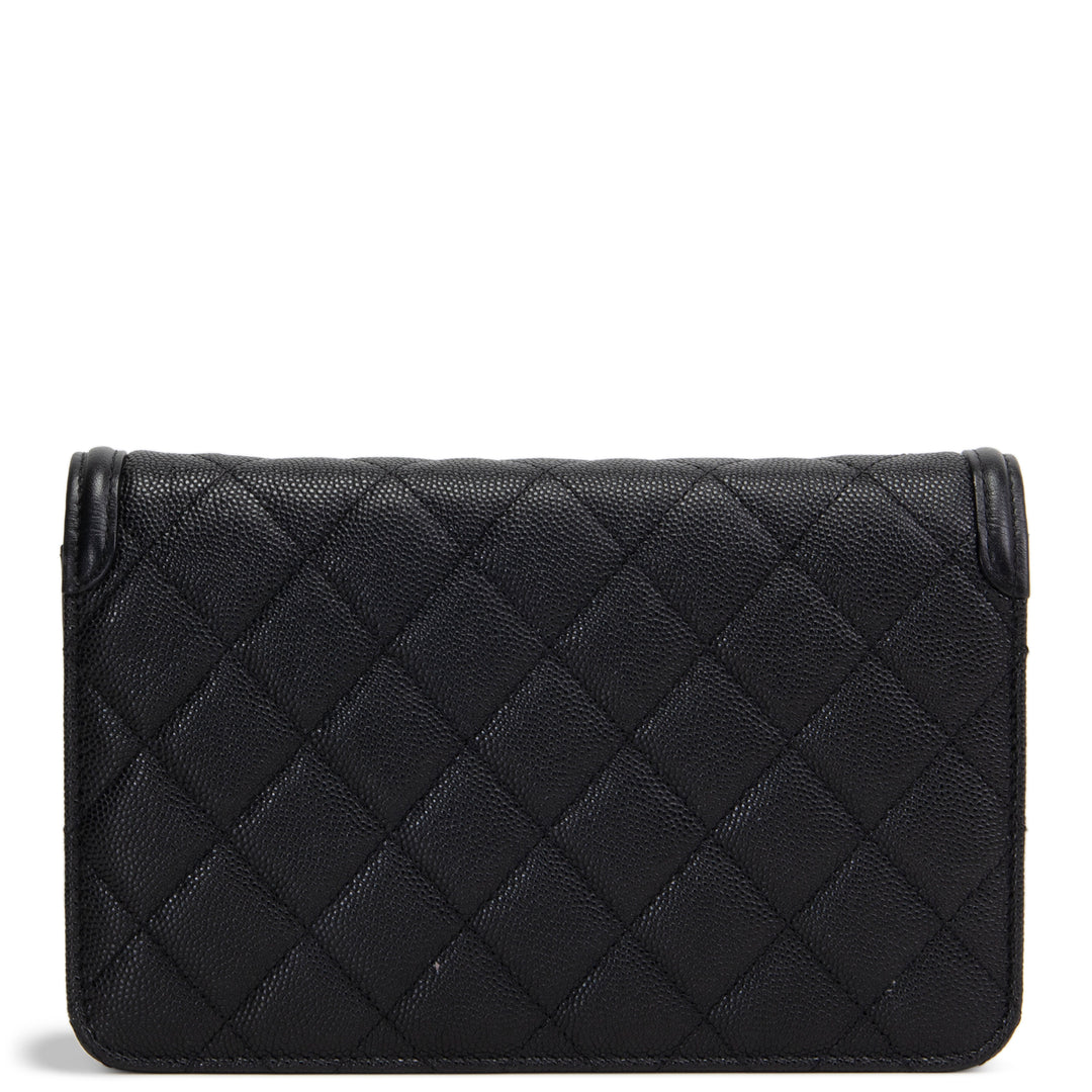 CHANEL Caviar Filigree Wallet on Chain - Black