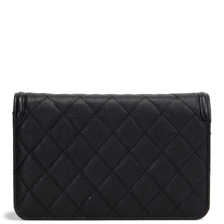 CHANEL Caviar Filigree Wallet on Chain - Black
