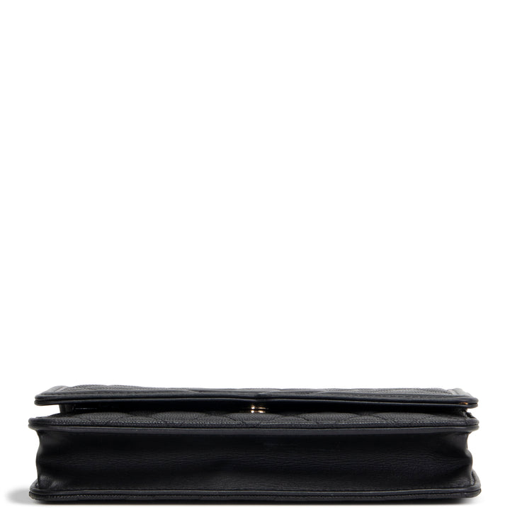 CHANEL Caviar Filigree Wallet on Chain - Black