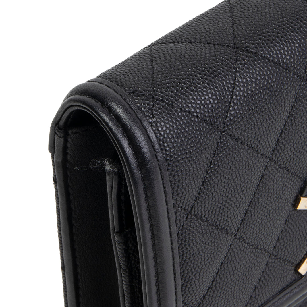 CHANEL Caviar Filigree Wallet on Chain - Black