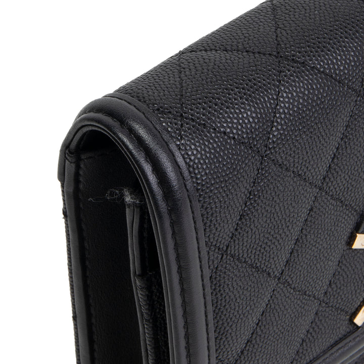 CHANEL Caviar Filigree Wallet on Chain - Black