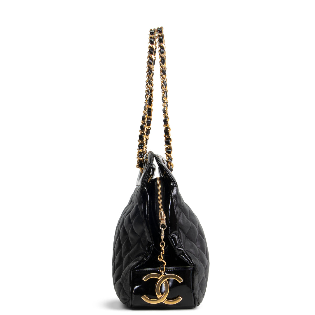 CHANEL Vintage Quilted CC Charm Tote OUTLET FINAL SALE