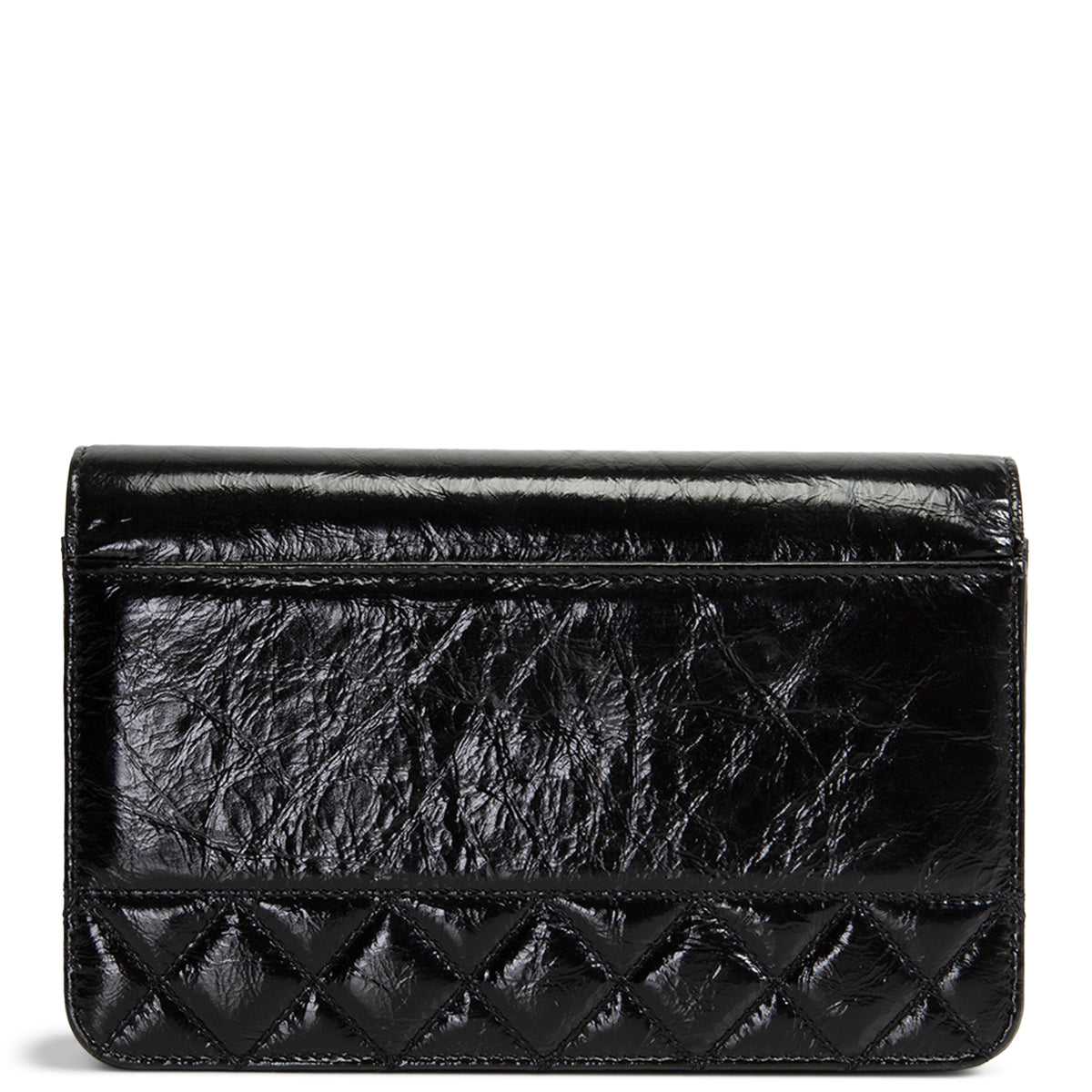 CHANEL CC Shiny Aged Calfskin Wallet On Chain