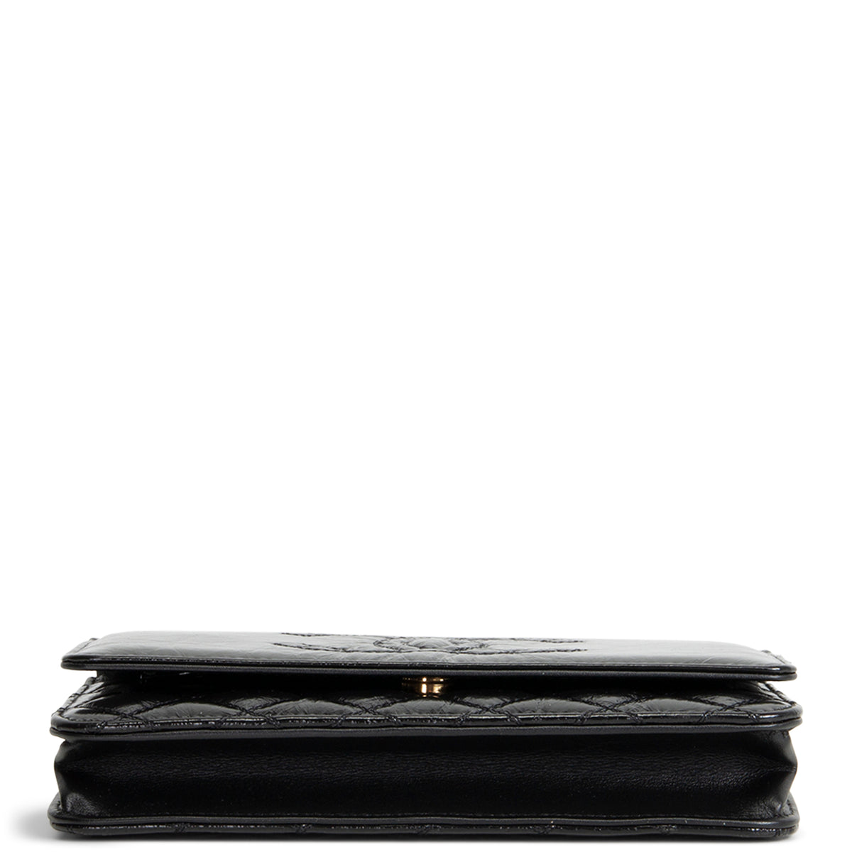 CHANEL CC Shiny Aged Calfskin Wallet On Chain