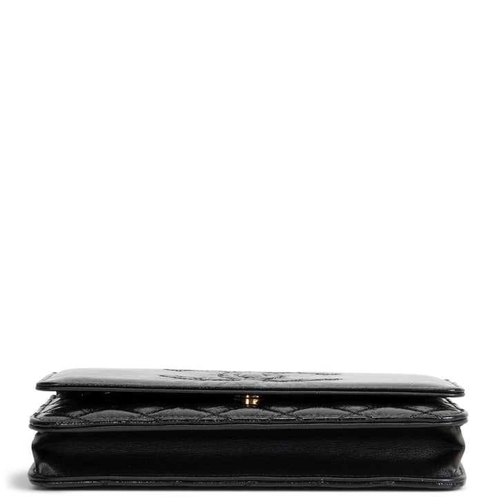 CHANEL CC Shiny Aged Calfskin Wallet On Chain