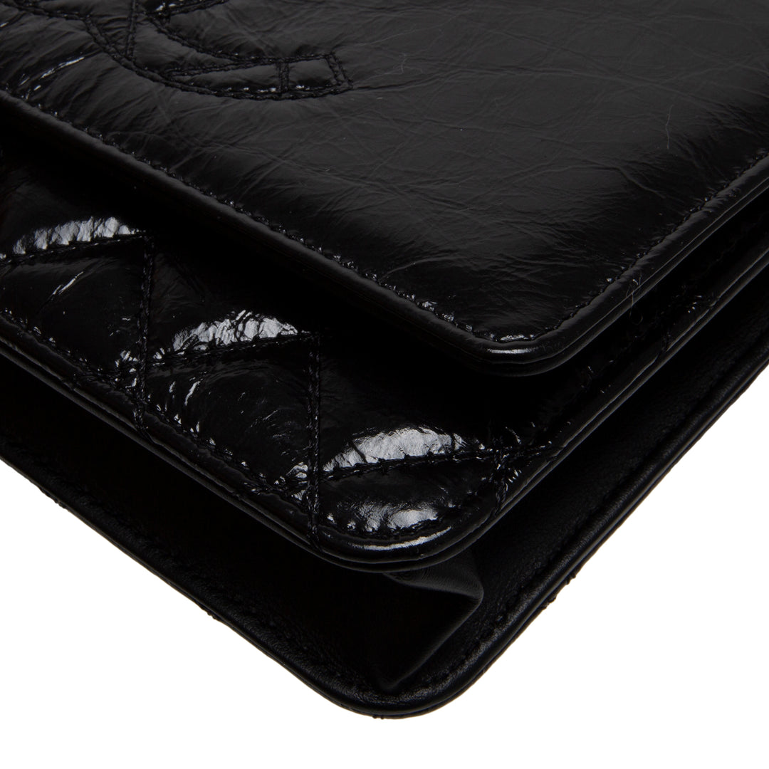 CHANEL CC Shiny Aged Calfskin Wallet On Chain