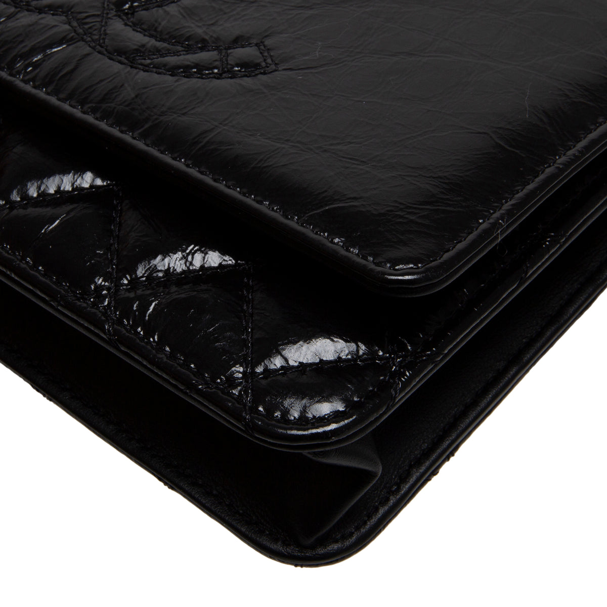 CHANEL CC Shiny Aged Calfskin Wallet On Chain