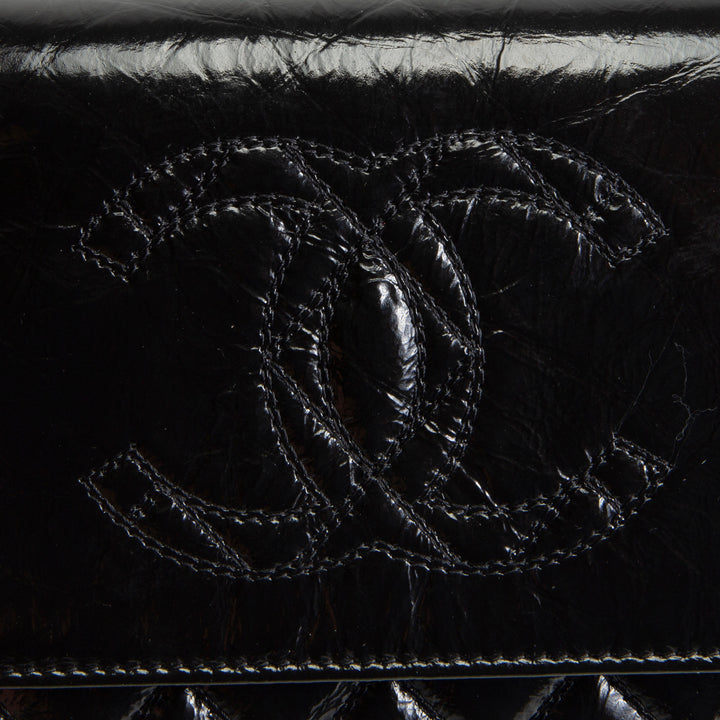 CHANEL CC Shiny Aged Calfskin Wallet On Chain
