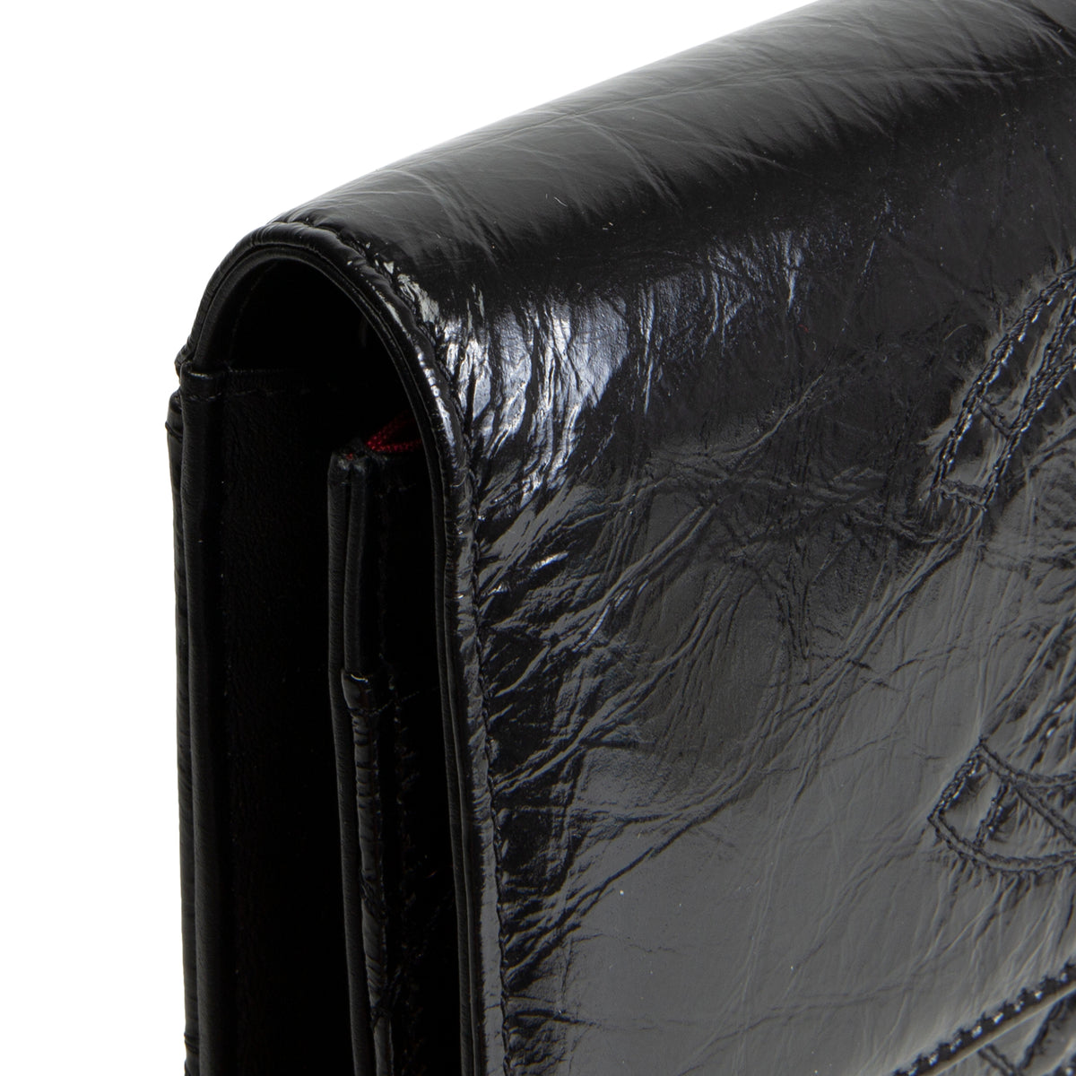 CHANEL CC Shiny Aged Calfskin Wallet On Chain