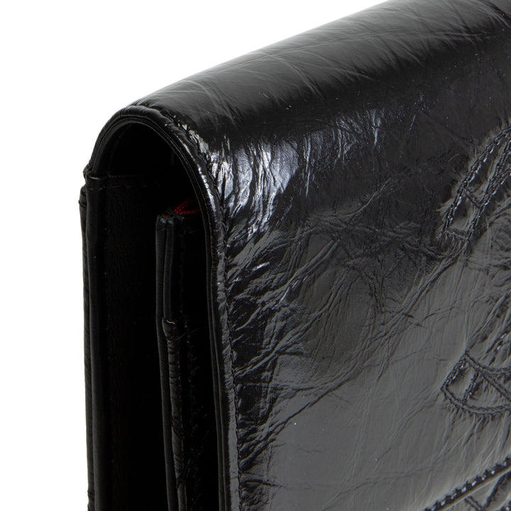 CHANEL CC Shiny Aged Calfskin Wallet On Chain