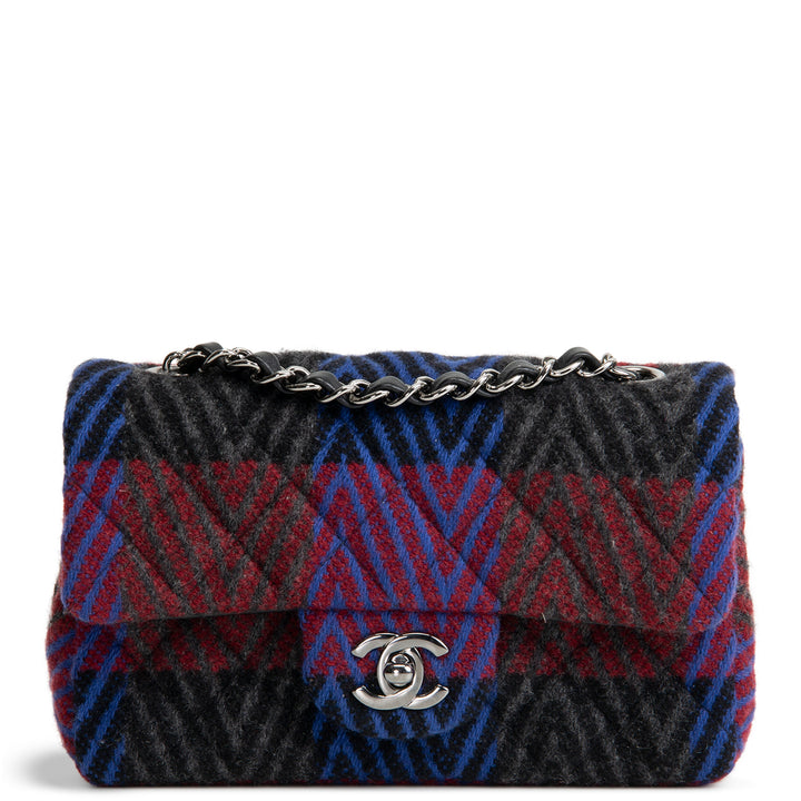 CHANEL Classic Single Flap Wool Mini - Black/Burgundy/Blue/Gray OUTLET FINAL SALE