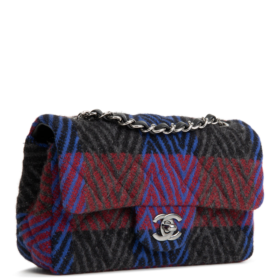 CHANEL Classic Single Flap Wool Mini - Black/Burgundy/Blue/Gray OUTLET FINAL SALE