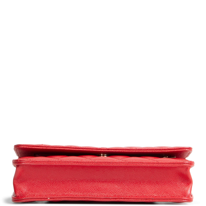 CHANEL Caviar Classic Wallet On Chain - Red