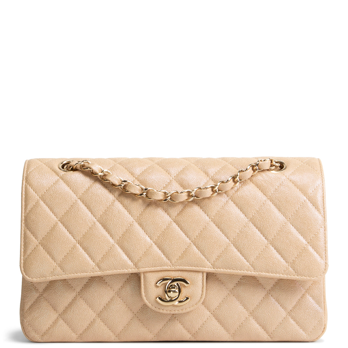 CHANEL Medium Double Flap - Pearly Quilted Caviar