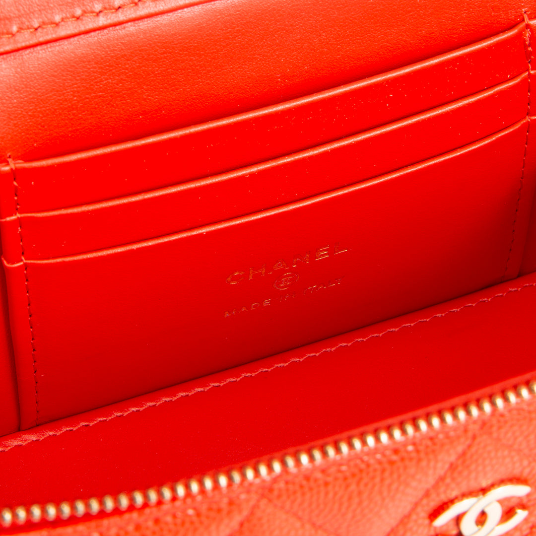 CHANEL Mini Vanity Case Quilted Caviar - Red