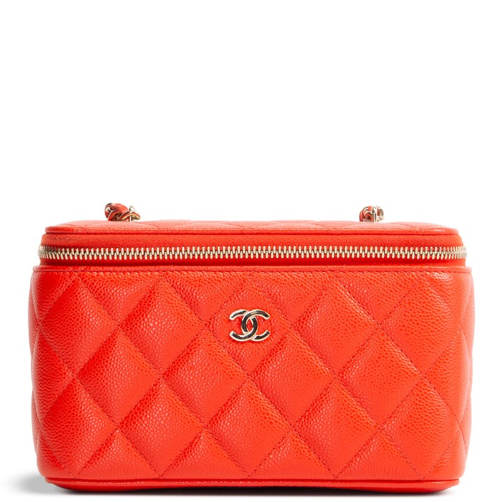 CHANEL Mini Vanity Case Quilted Caviar - Red