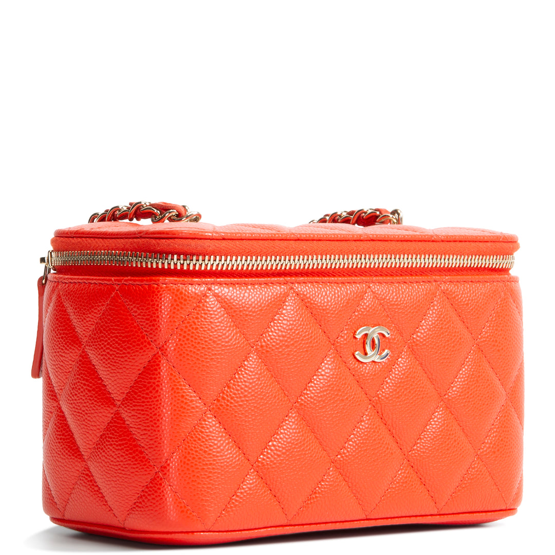 CHANEL Mini Vanity Case Quilted Caviar - Red