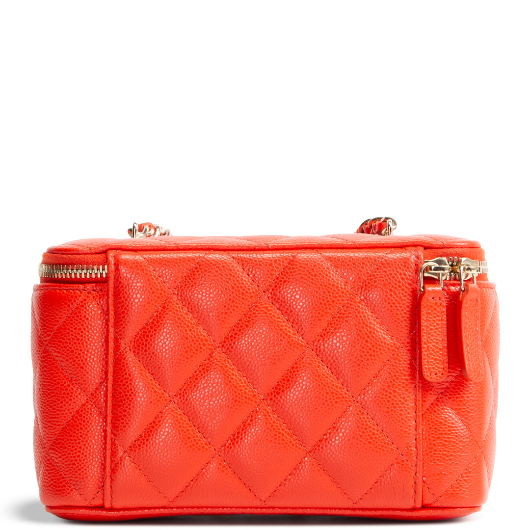 CHANEL Mini Vanity Case Quilted Caviar - Red