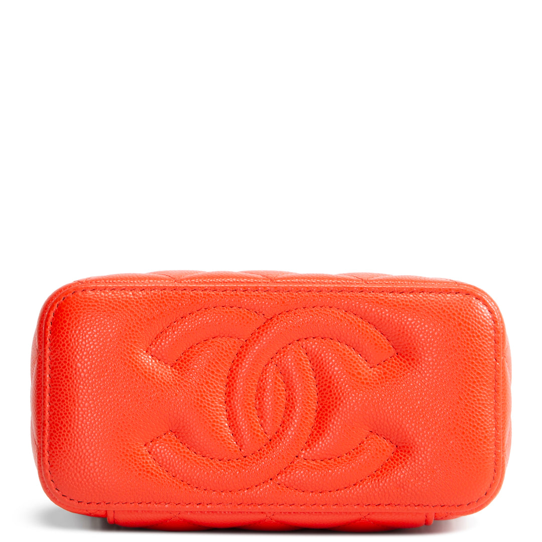 CHANEL Mini Vanity Case Quilted Caviar - Red
