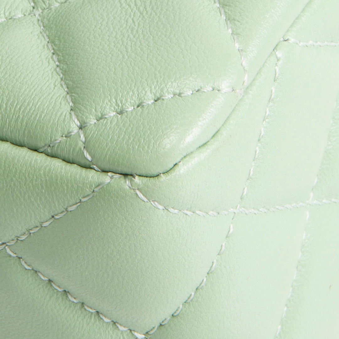 CHANEL Lambskin Quilted Mini Strass on Top Handle Flap Bag - Seafoam Green