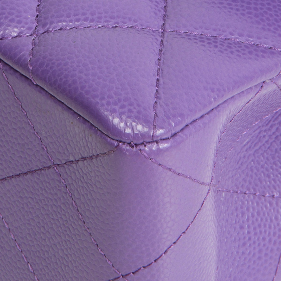 CHANEL Caviar Classic Double Flap Small - Purple