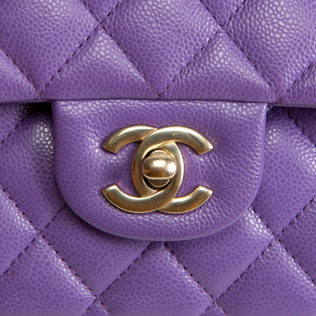 CHANEL Caviar Classic Double Flap Small - Purple