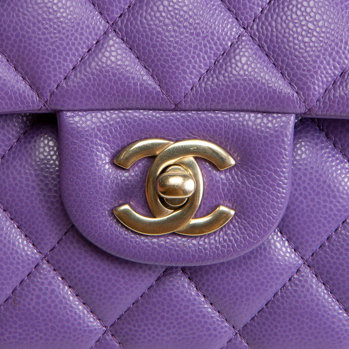 CHANEL Caviar Classic Double Flap Small - Purple