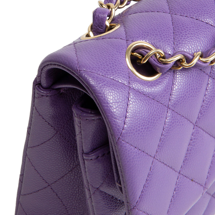 CHANEL Caviar Classic Double Flap Small - Purple