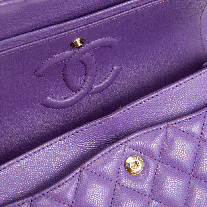 CHANEL Caviar Classic Double Flap Small - Purple