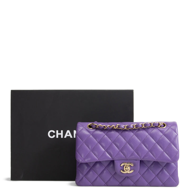 CHANEL Caviar Classic Double Flap Small - Purple