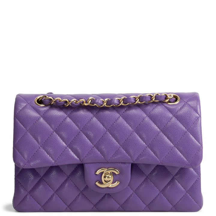 CHANEL Caviar Classic Double Flap Small - Purple