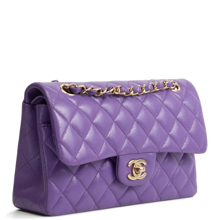 CHANEL Caviar Classic Double Flap Small - Purple