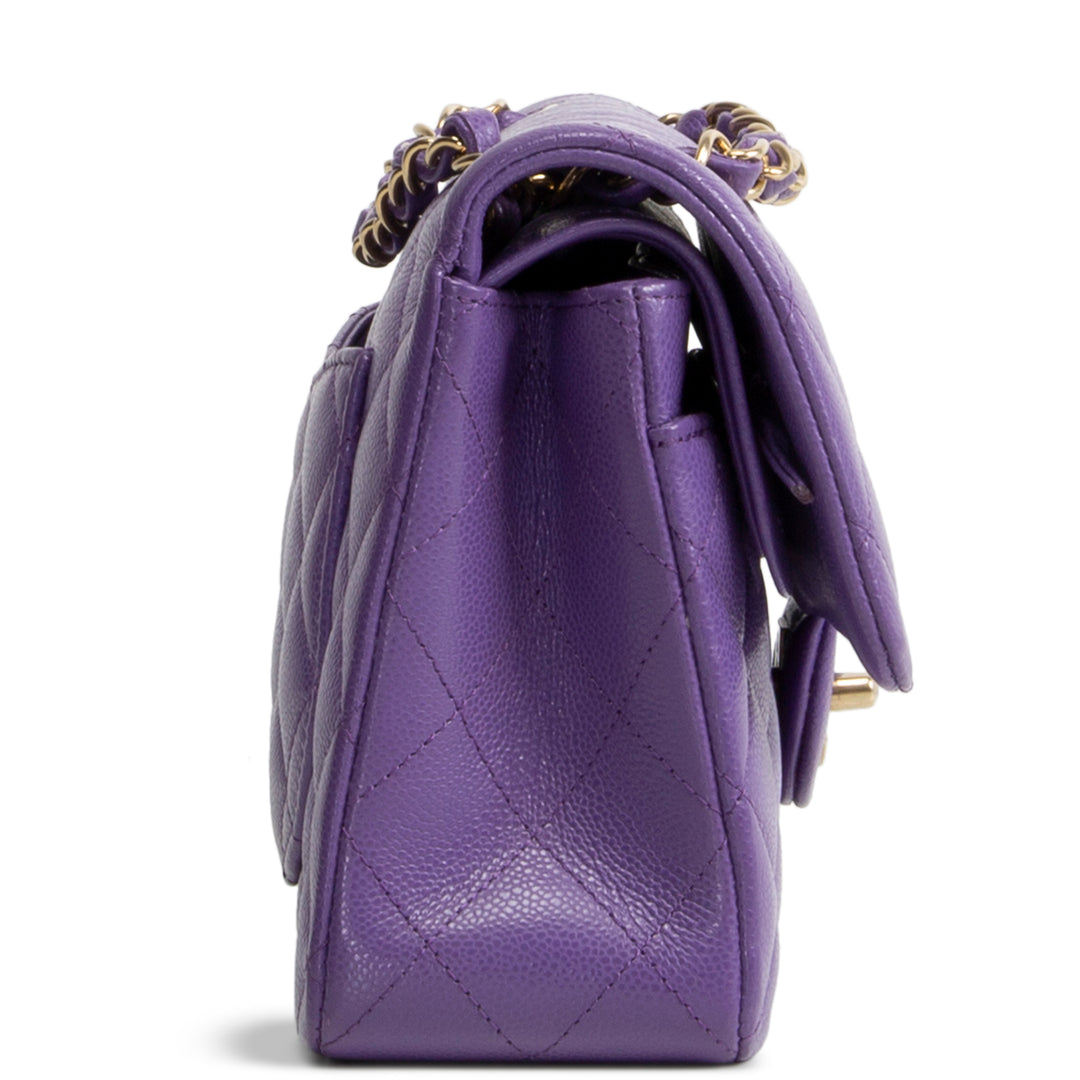 CHANEL Caviar Classic Double Flap Small - Purple