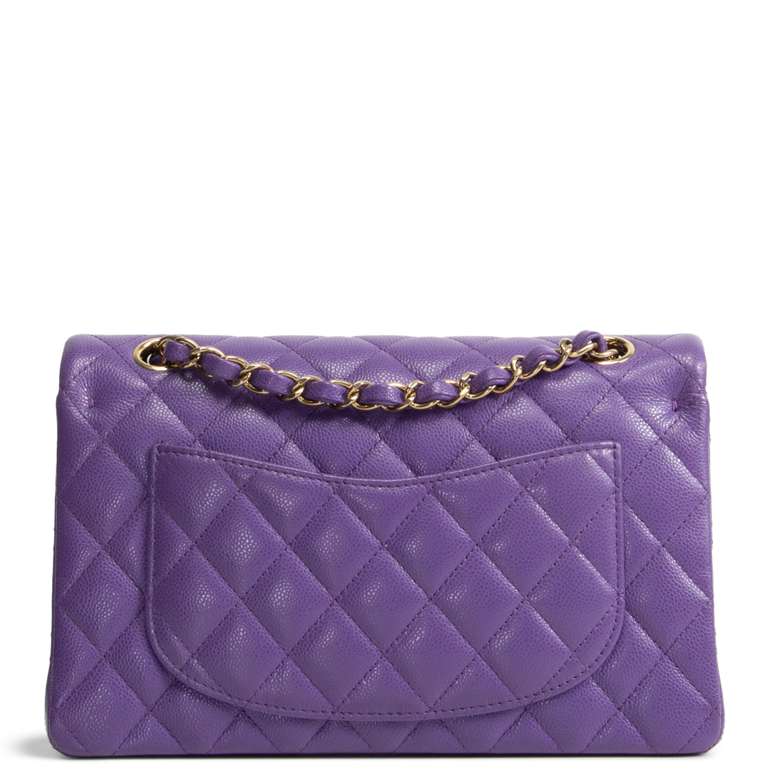CHANEL Caviar Classic Double Flap Small - Purple