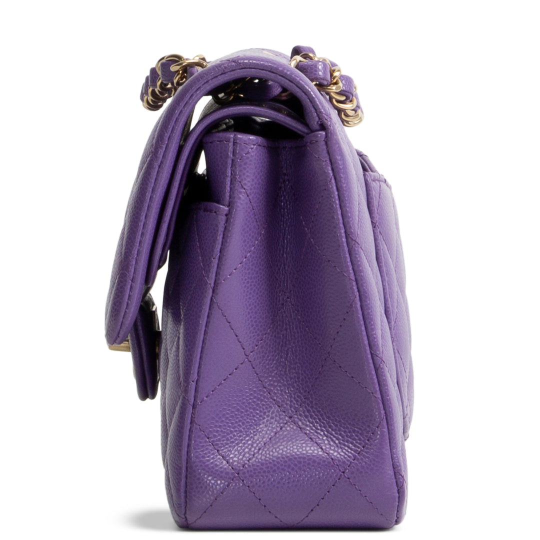 CHANEL Caviar Classic Double Flap Small - Purple