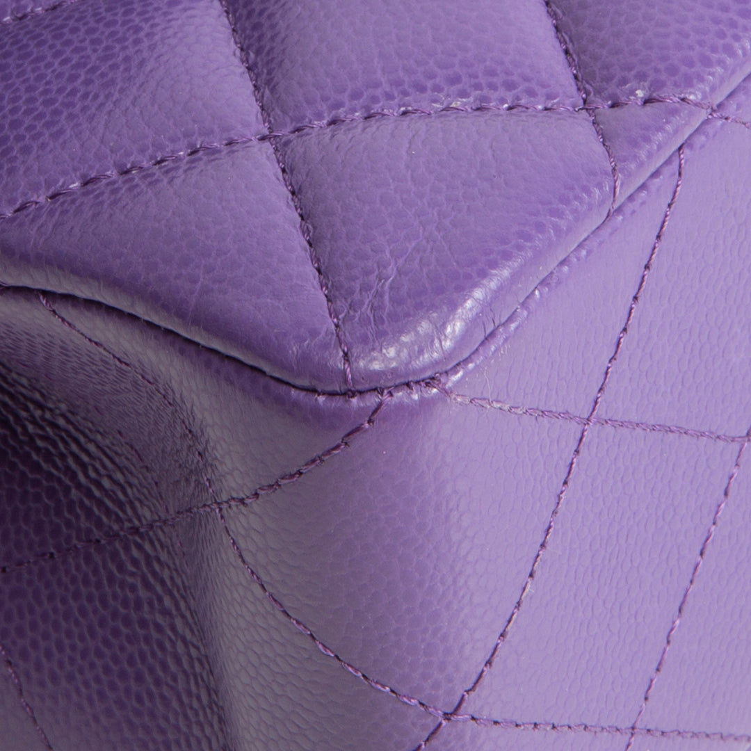 CHANEL Caviar Classic Double Flap Small - Purple