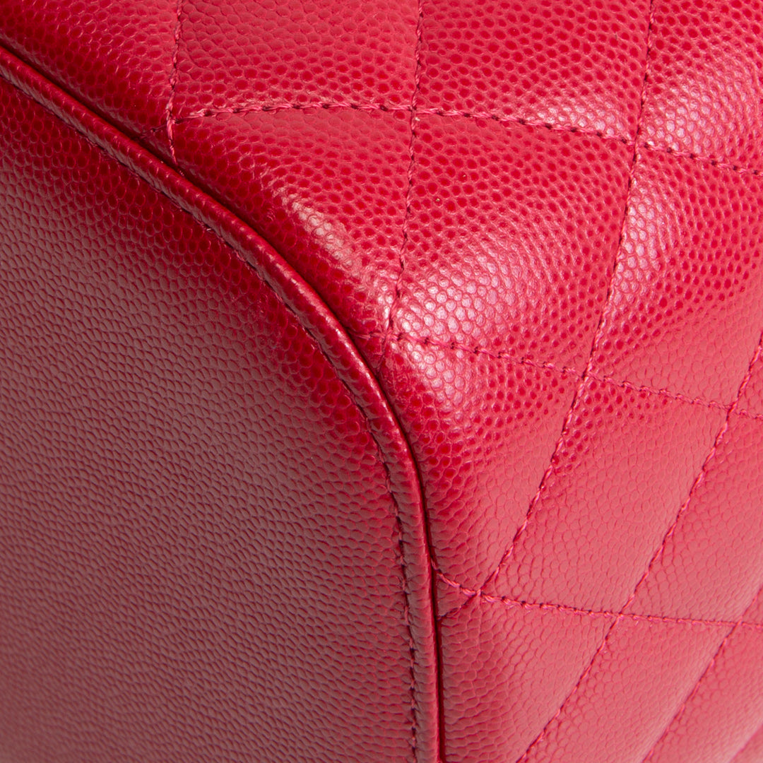 CHANEL Caviar Quilted CC Vanity Case - Raspberry Red