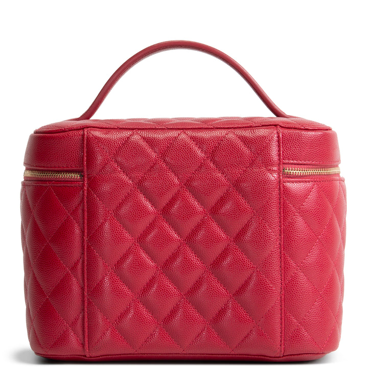 CHANEL Caviar Quilted CC Vanity Case - Raspberry Red