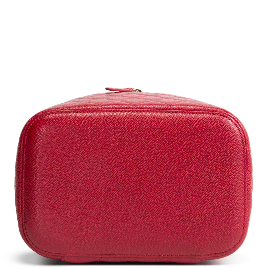 CHANEL Caviar Quilted CC Vanity Case - Raspberry Red