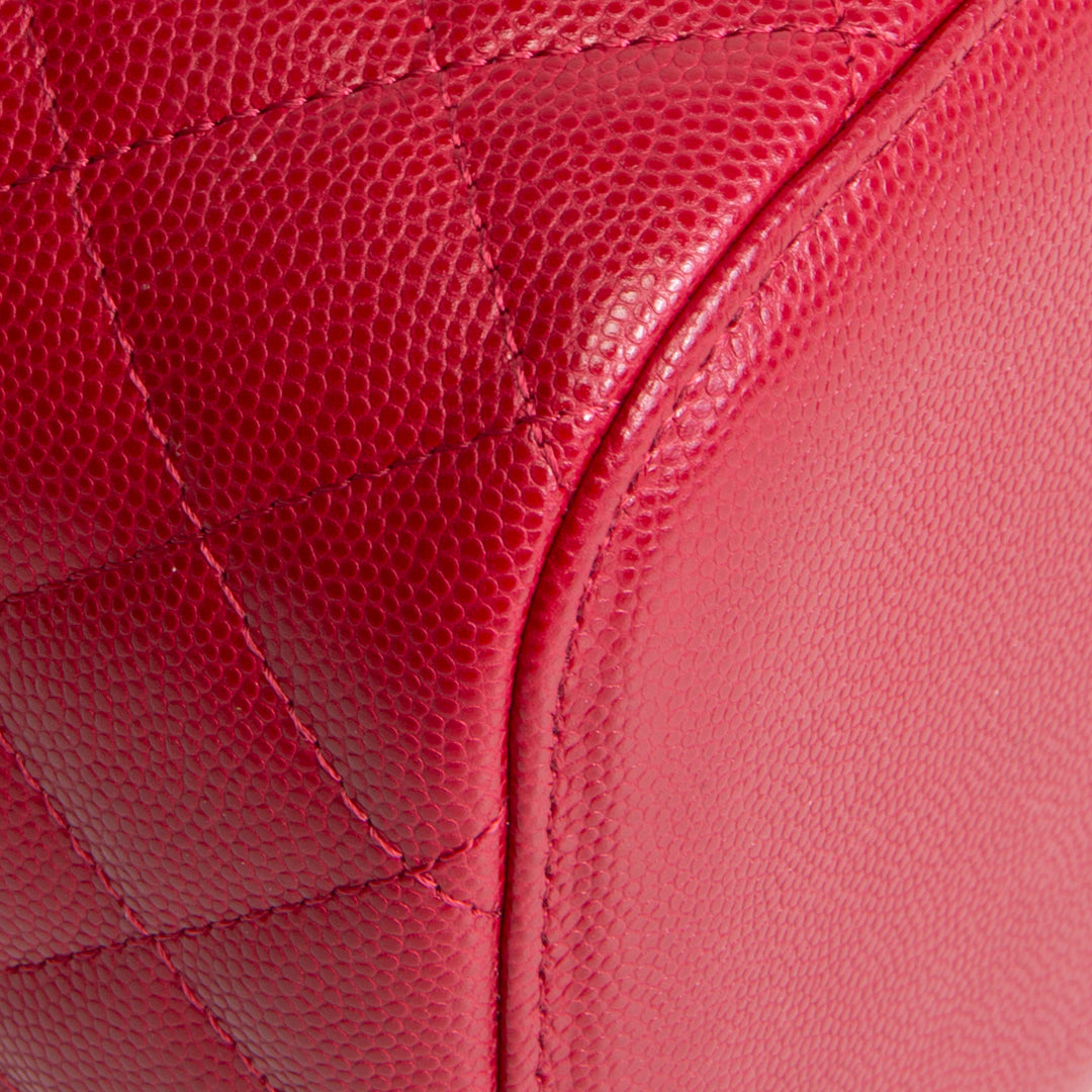 CHANEL Caviar Quilted CC Vanity Case - Raspberry Red